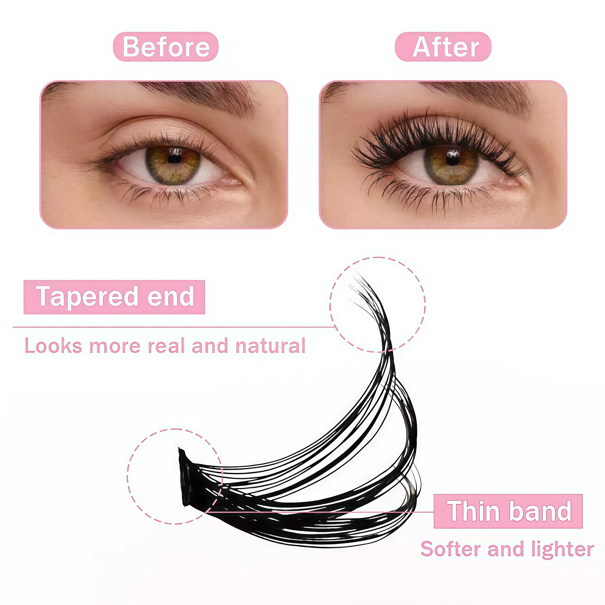 Neue 30-reihige Einzel-Wimpernverpackung, mit großer Kapazität, 8-16 mm gemischte Längen, Cluster-Wimpern, geeignet für Anfänger. – Detail 7