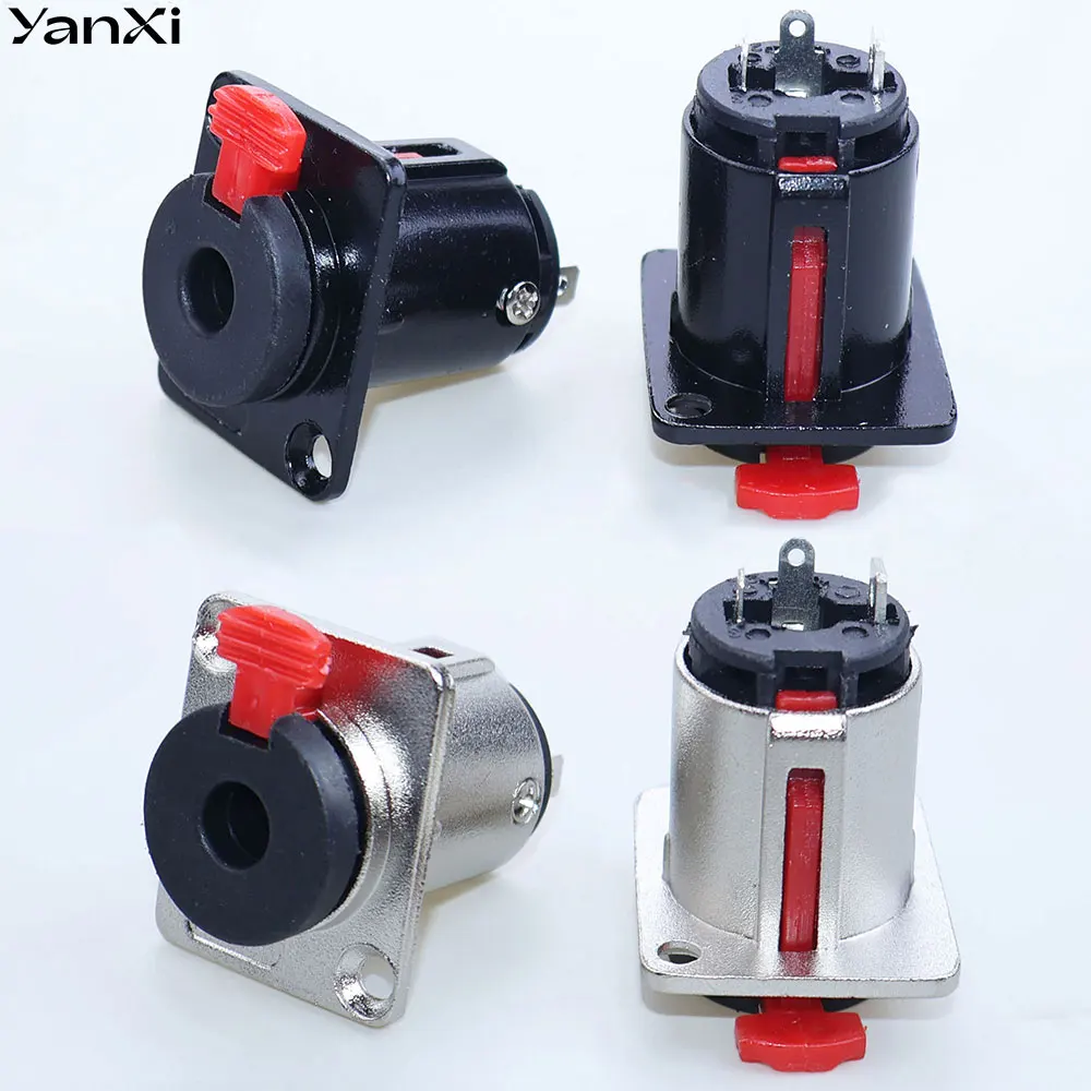 1-2PCS 6.35mm Stereo Female Socket  Audio Jack Panel Mount XLR Connector Speaker Plug Microphone MIC Cable Terminal Chassis