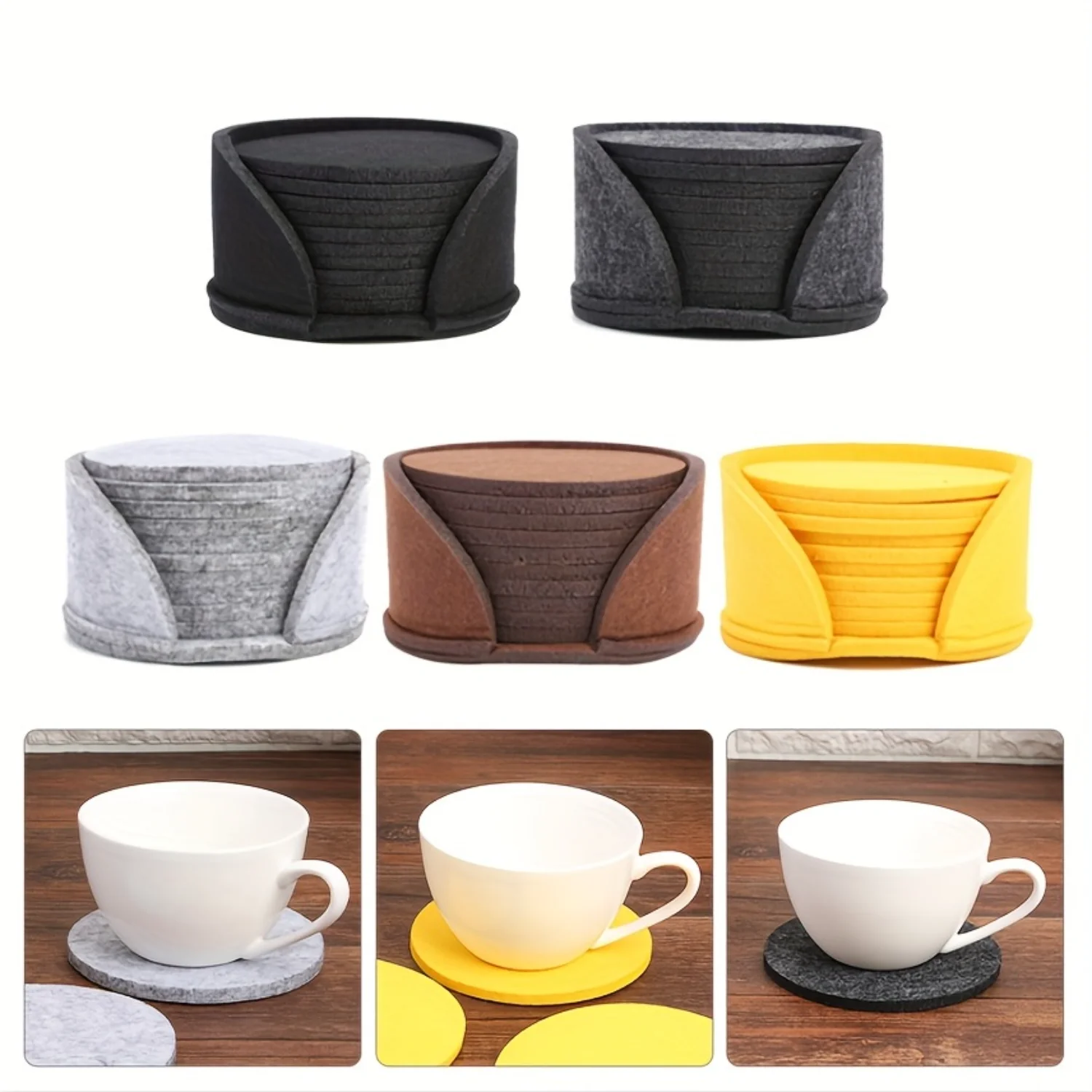 

10pcs, Round Felt Coaster Set, Mug Placemat, Dining Table Protector Pad, Heat Resistant Cup Mat, Coffee Tea Hot Drink Holder, D
