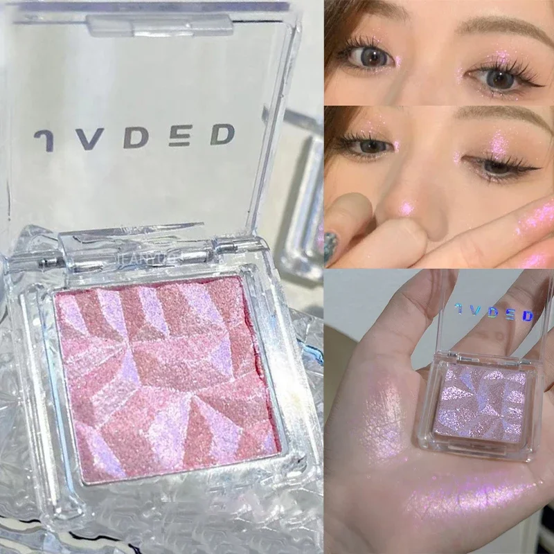 Paleta de sombra de ojos resaltador blanco púrpura polarizado pigmento fino en polvo monocromático placa de sombra de ojos resaltar maquillaje