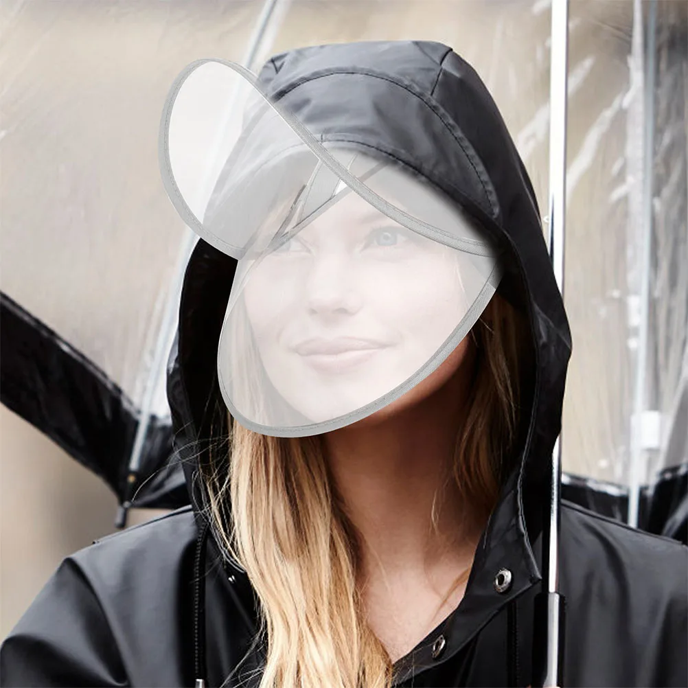 

3pcs Hat Transparent Face Protector Rain Poncho Cap Accessory Replaceable Mask Supply Face Protector Rain Bonnet Small Shield