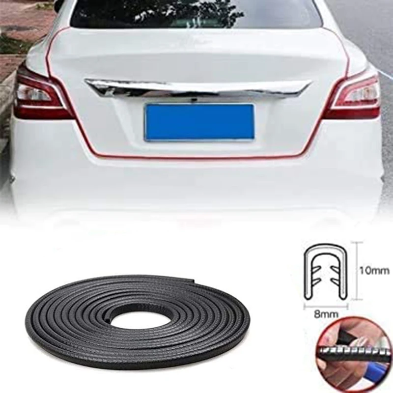 U-Shaped Keel Strip Sheet Metal Edge Sealing Strip Car Door Free Of Paste Anti-Collision 20 Meters Black