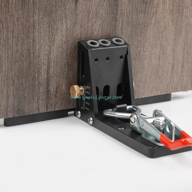 

E74E Oblique Hole Locator Puncher Locator Drill Bit Pocket Hole Drill Guide Dowel Jig Sturdy Aluminium Alloy Woodworker Tools