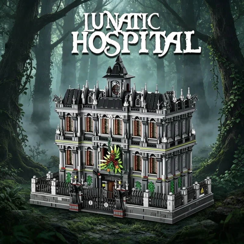

3-Level Crazy Shelter Building Block Set, Large Haunted House Hospital Street Scene Model, Adult Collectible Assembly Decoration