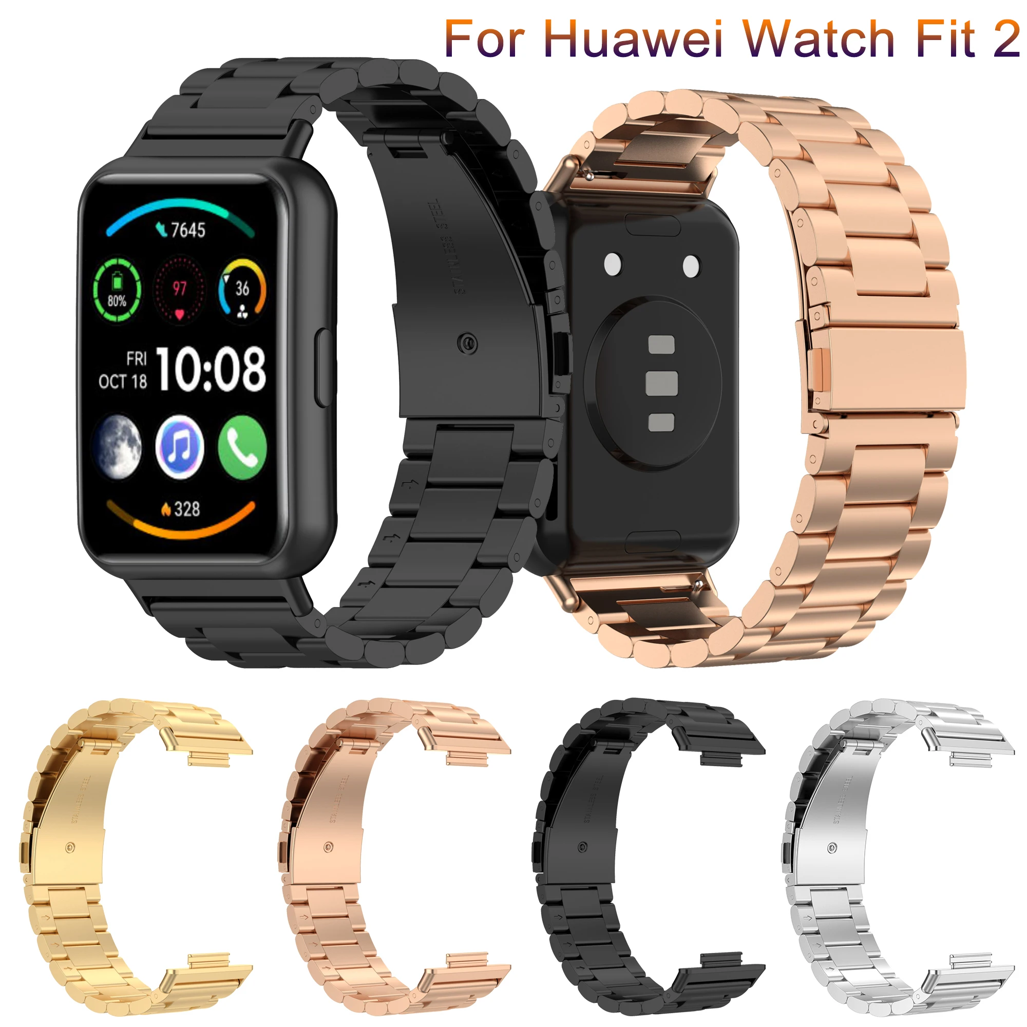 Stainless Steel Strap For Huawei Watch Fit 2 Classic Metal Watch Band Bracelet For Huawei Fit2 Active Smart Watch