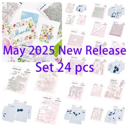 Pink 2025 New Fresh Paper Craft Metal Cutting Dies Rectangular Frame Flower Dies Stamps DIY Embossing Scrapbooking Greeting Card