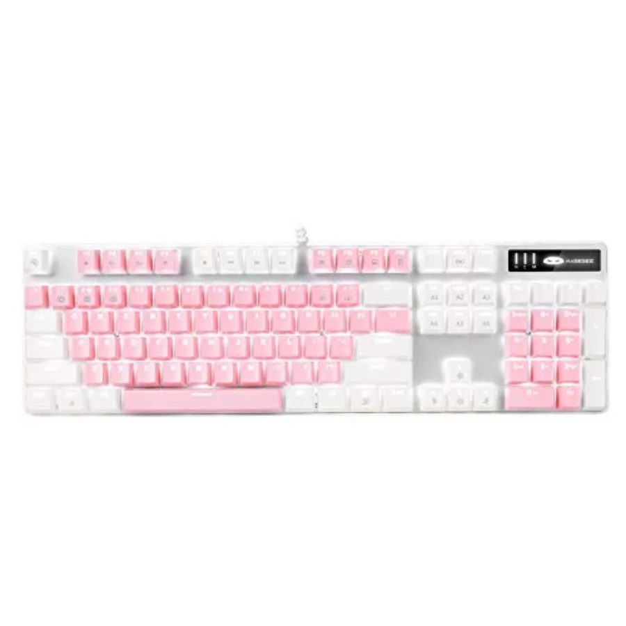 

Mechanical Gaming Keyboard, New Upgraded Blue Switch 104 Keys White Backlit Keyboards, USB Wired Mechanical Computer Keyboard f