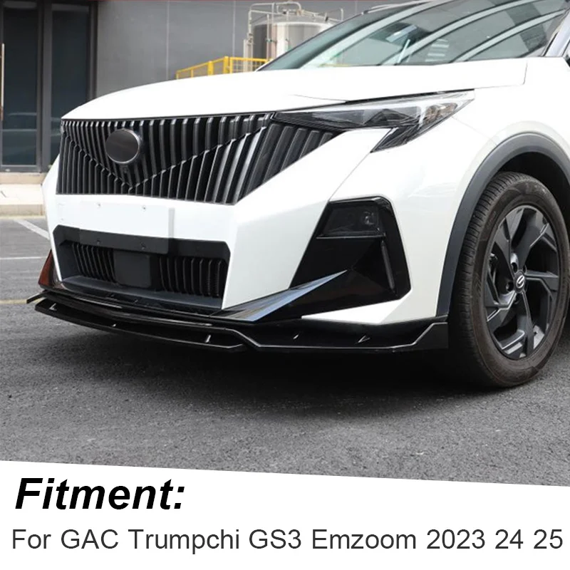 Front Bumper Lip Chin Splitter Bodykit For GAC Trumpchi GS3 2023 24 25 26 Black Red Carbon Color 4Pcs/Set Exterior Accessories