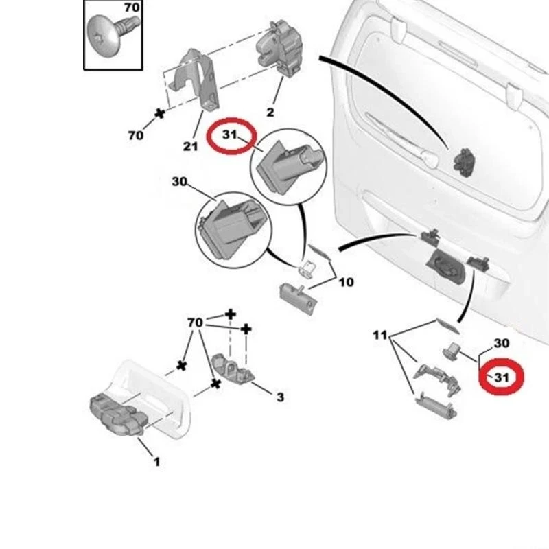 242D باب خلفي/مفاتيح مفاتيح C4 307 407 6554ZZ CAR Repair