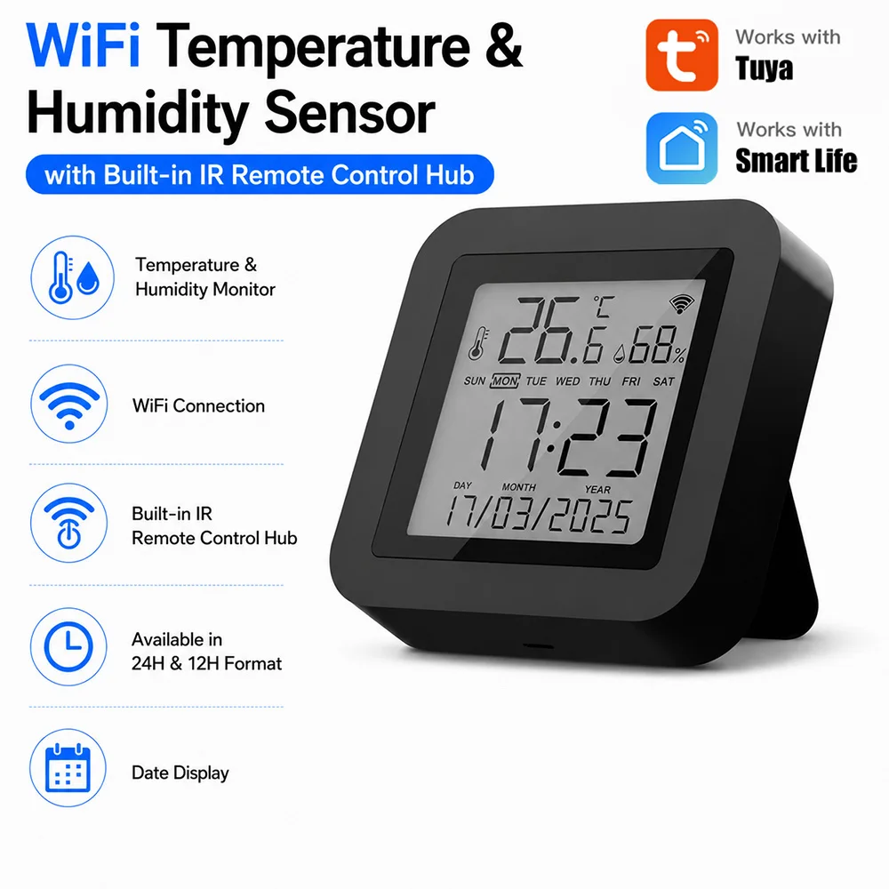 Smart Tuya WiFi IR Remote for Air Conditioner TV AC Temperature Humidity Sensor APP Tuya Smart Life Alexa Google Home Yandex