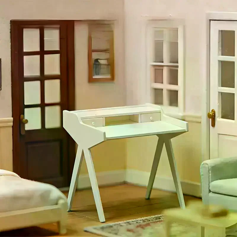 Miniature Dressing Table 1/12 Dollhouse Vanity Table Side Table Model Dollhouse Bedroom Furniture Decor Micro Scene Ornaments