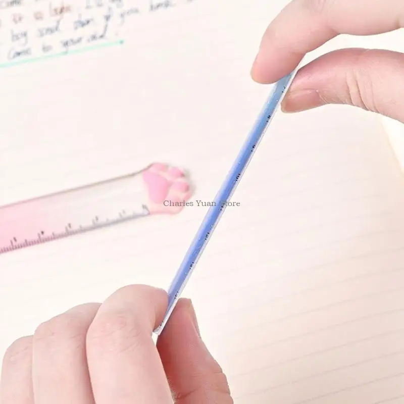 

2 Pieces Cartoon Drawing Ruler Gradient Color Paw Ruler Multifunctional Ruler Student Drawing Tool for Scrapbooking