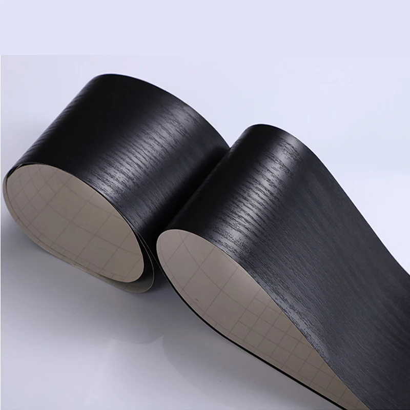 

Self-adhesive Black Sticker with Imitation Wood Grain Baseboard Door Frame Edge Wrapping Home Renovation Decoration Sticker 5m