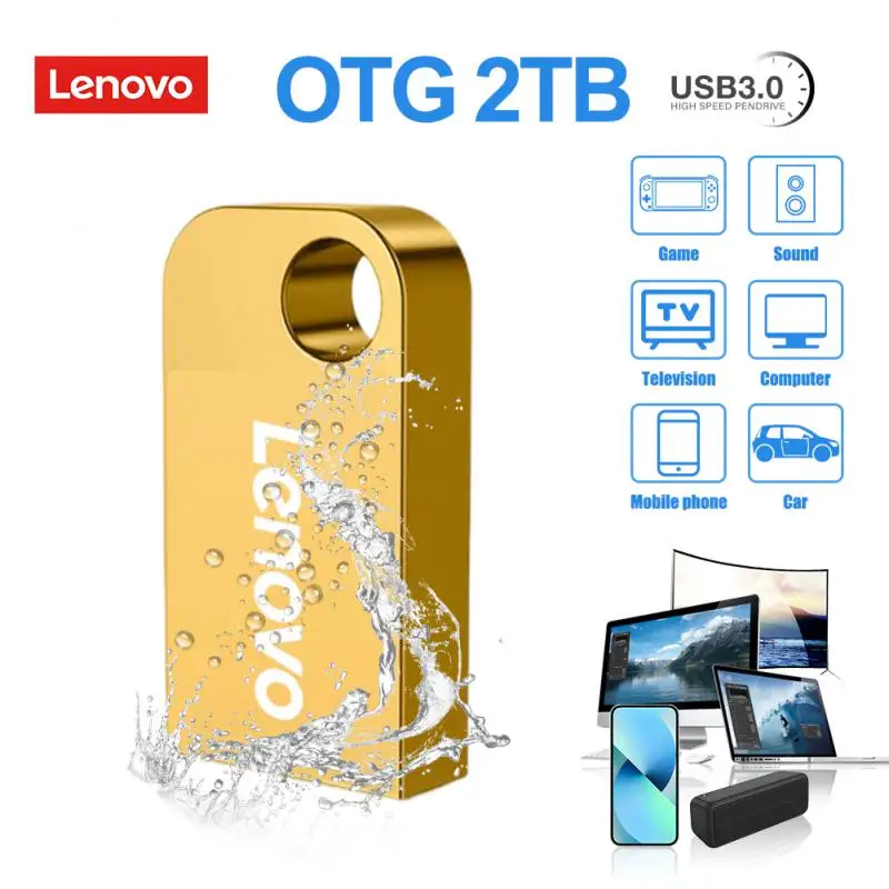 Lenovo Mini Pen Drive 2TB 1TB 512GB Pendrive Memory Waterproof USB Flash Drive High-Speed USB 3.0 Data Transmission Flash Disk