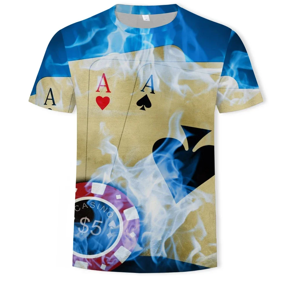 New Playing Cards 3d Printing Men's And Women's Fashion T-shirt Poker Pattern Loose Comfortable Sportswear Breathable Streetwear