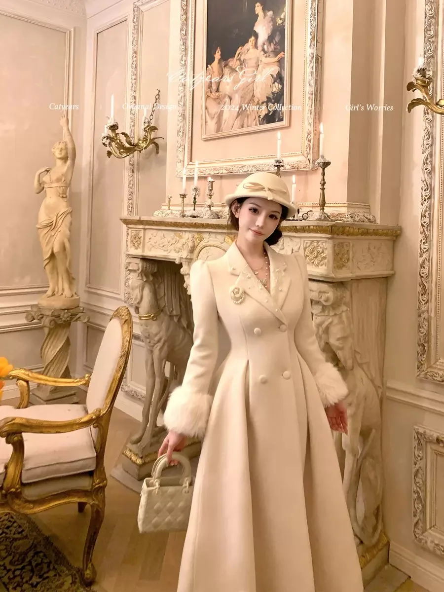 2024 New Elegant Style Autumn and Winter High-end Advanced Fashionable Warm  Temperature Gentle Long Woolen Women's Coat