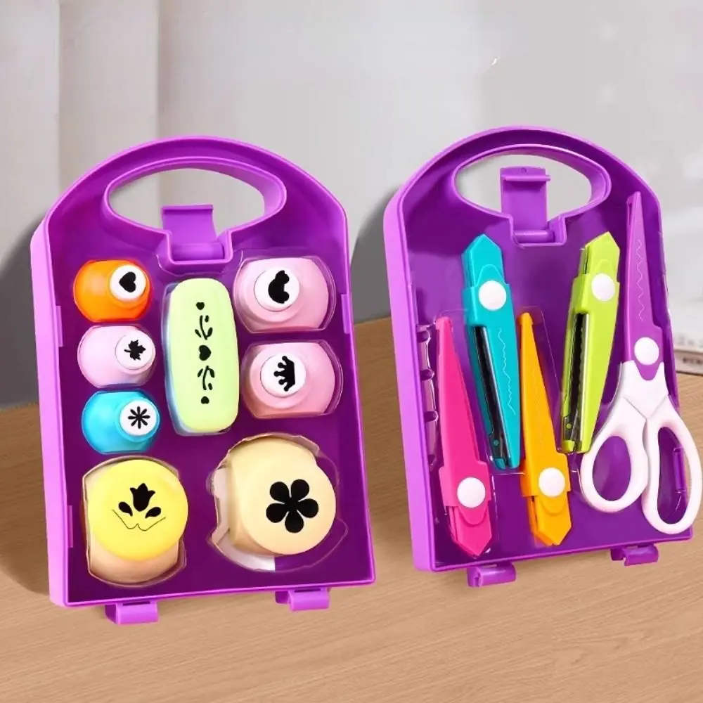 Various Shapes DIY Puncher Craft Set With Storage Box DIY Projects Flower Shaped Punch Plastic Mini Embossing Punch