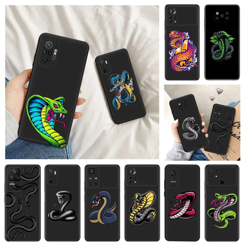 Ultra Thin Silicone Phone Case For Xiaomi Poco X3 Pro X4 X5 C61 F3 F4 F5 C40 C50 C51 M5 M4 M3 Cool Snake Cobra Python Back Cover