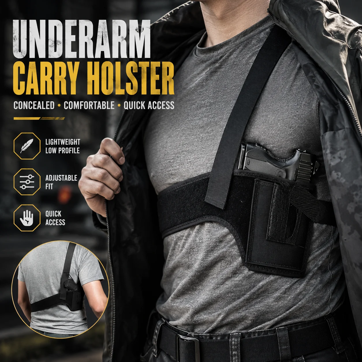 Neoprene Protective Carry Cover Shoulder & Underarm Waist Carry Holder Outdoor Tactical Shooting Gear