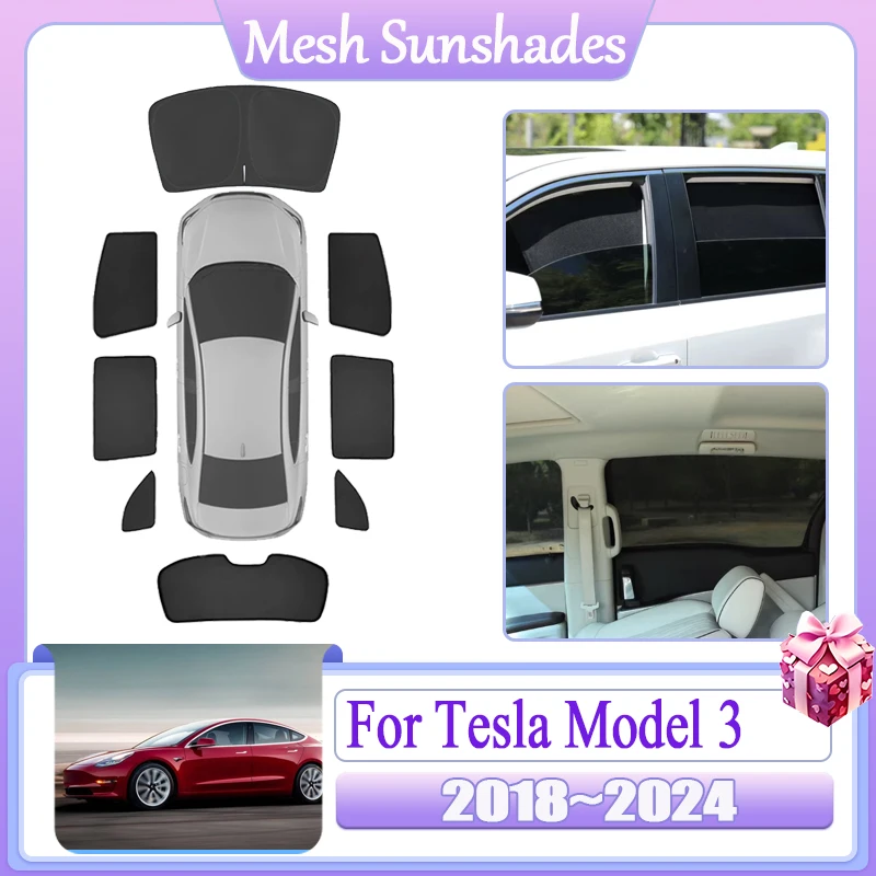 

Автомобильный сетчатый солнцезащитный козырек для Tesla Model 3 2018 2019 2020 2021 2022 2023 2024, магнитный солнцезащитный козырек, солнцезащитные козырьки, аксессуары