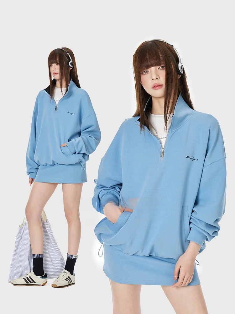 

TurnSignal Trendy Sweatirt Skirt Set Women's Spring 2026 Faion f-length Skirt Two-piece Set Cotton Polyester Blend