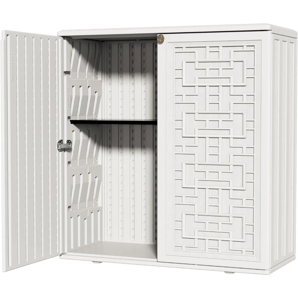 

Outdoor storage shed, outdoor plastic storage cabinet, garden horizontal resin tool shed
