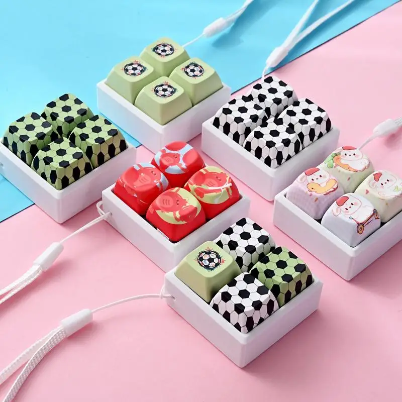 Mini Cute Keyboard Fidget Clicker Toy with Football Lanyard Pocket Stress Reliever Toy for Long Trip Boredom Relief