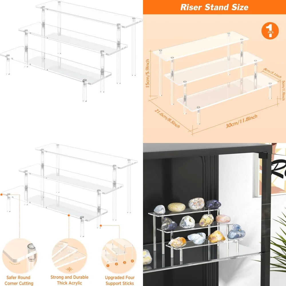 

3 Tier Acrylic Perfume Organizer Stand Clear Display Risers for Cosmetics Cupcake Cake Dessert Table Decor Large Size Modern