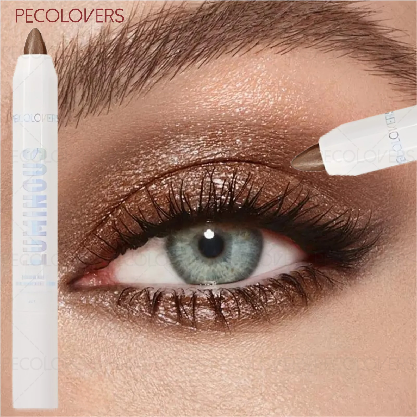1-delige rokerige champagnekleurige oogschaduwpen, gezichtshighlight en oogschaduw, parelglans oogmake-uppen, feest Halloween make-up