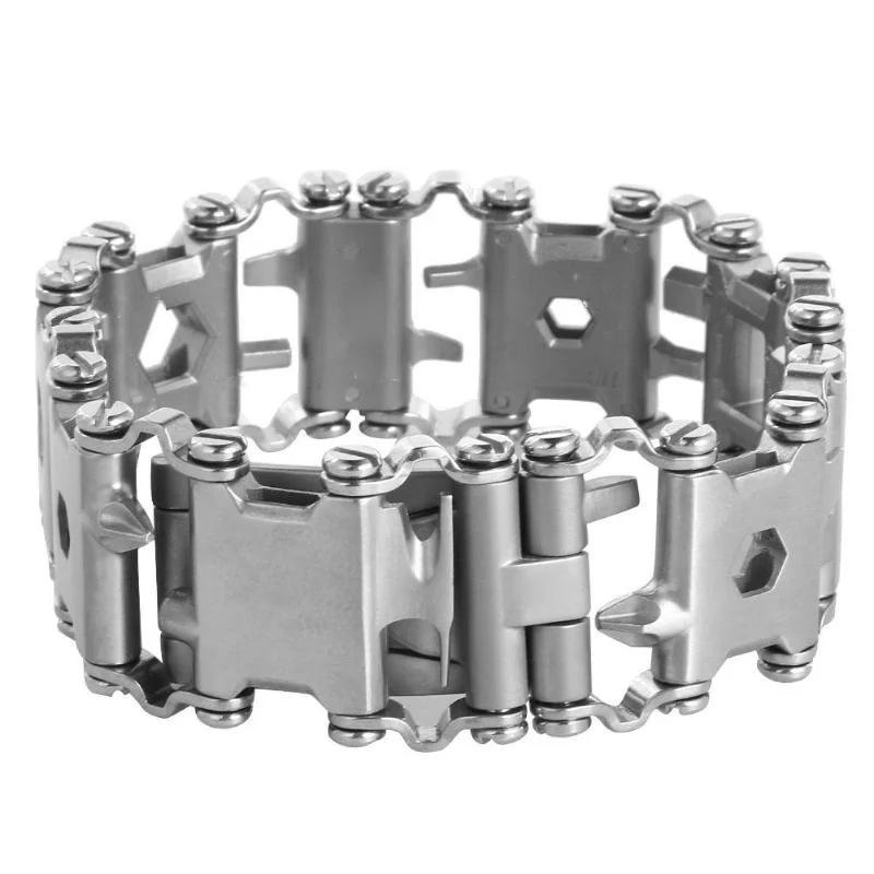 Multifunction Tool Bracelet Tread Bracelet Stainless Steel Bolt Driver Tools Kit Wearable Bike Multitool Outdoor Tool