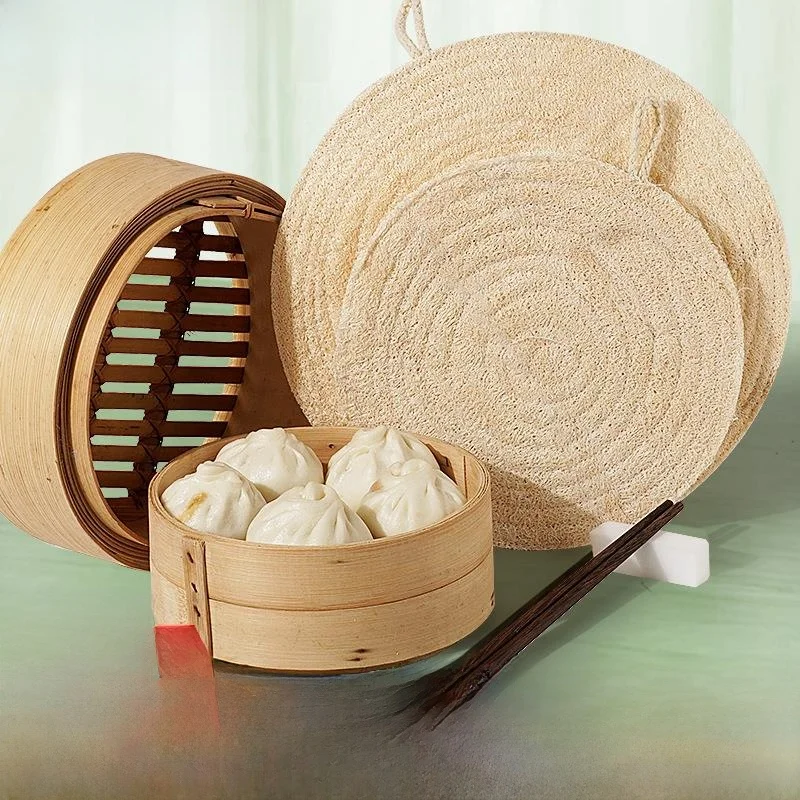 Alfombrilla de Vapor para Cocina de Fibra Vegetal, Resistente al Calor, Antiadherente, Fácil de Limpiar, Redonda, para Cocción al Vapor de Zanahorias y Baozi