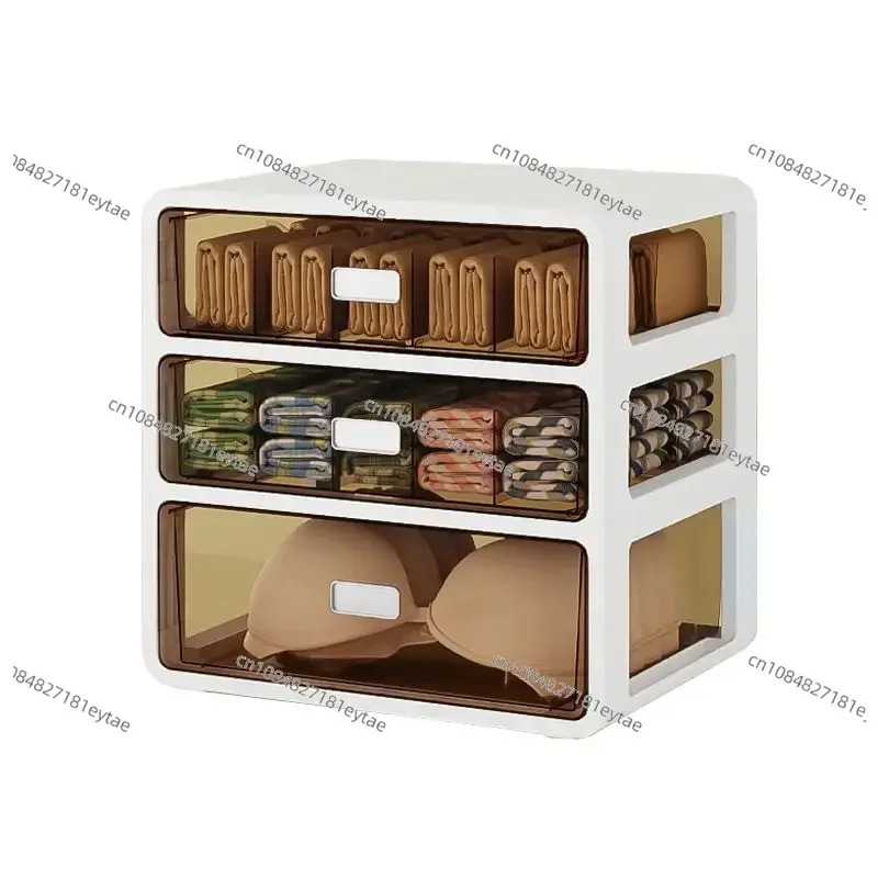 Bedroom wardrobe storage box, drawer type with cover, dust-proof compartment storage rack, three-in-one