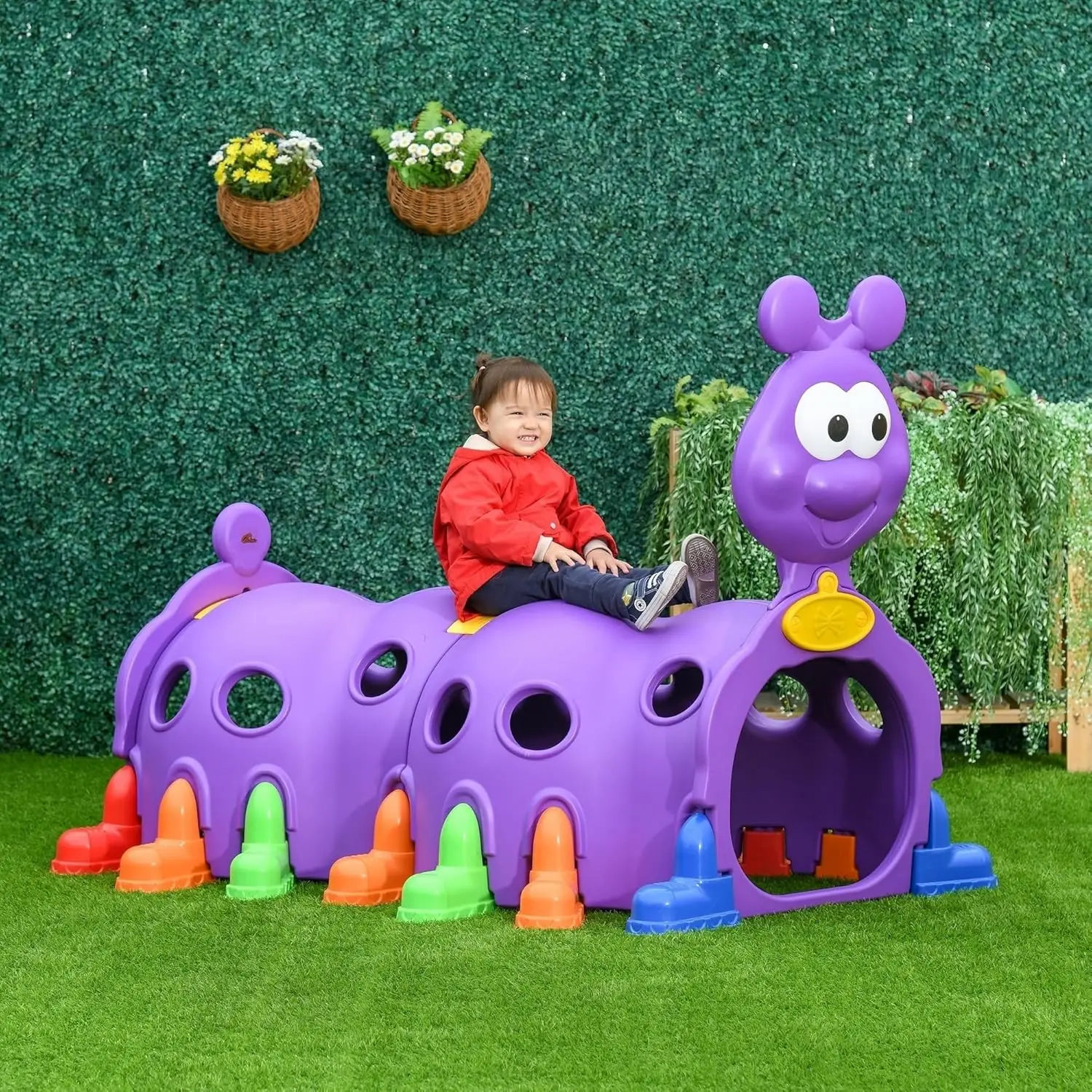 Tunnel da arrampicata Caterpillar per bambini Giocattolo da arrampicata N-Crawl Struttura da gioco per bambini per interni ed esterni per 3-6 anni, Viola