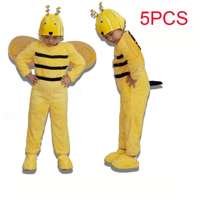 Bee Costumes for Children Halloween Honey Bee Costume Kids Little Bee Costume, Headband Dress Wings Leg Warmers