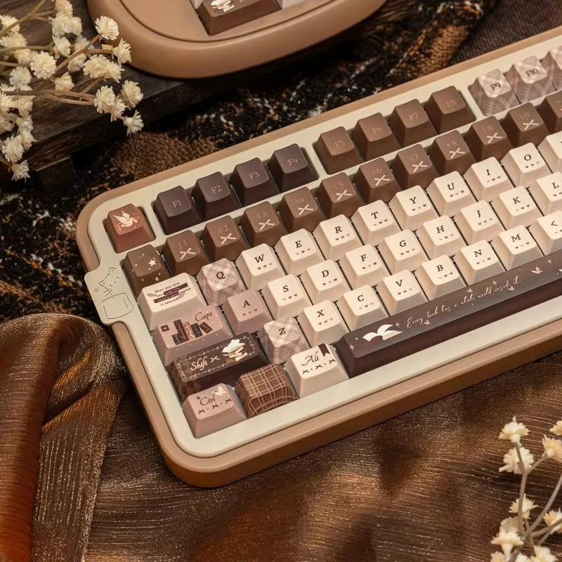 Book of Time Cherry Profile PBT Keycaps 5 Sides Dye Sub Keycaps 130 Keys for Gateron MX Switches Mechanical Gaming Keyboard