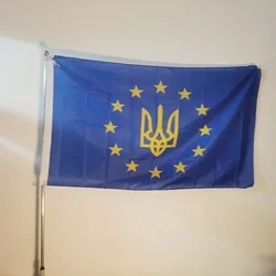 EU Ukraine Flag 90x150cm Durable Polyester Outdoor Banner for Solidarity Events EU Support Wall Garden International Day Decor