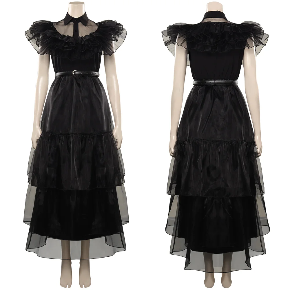 

Wednesday Addams Cosplay Costume Addams Black Dress for Adult Women Outfits Halloween Carnival Party Suit for Role Play