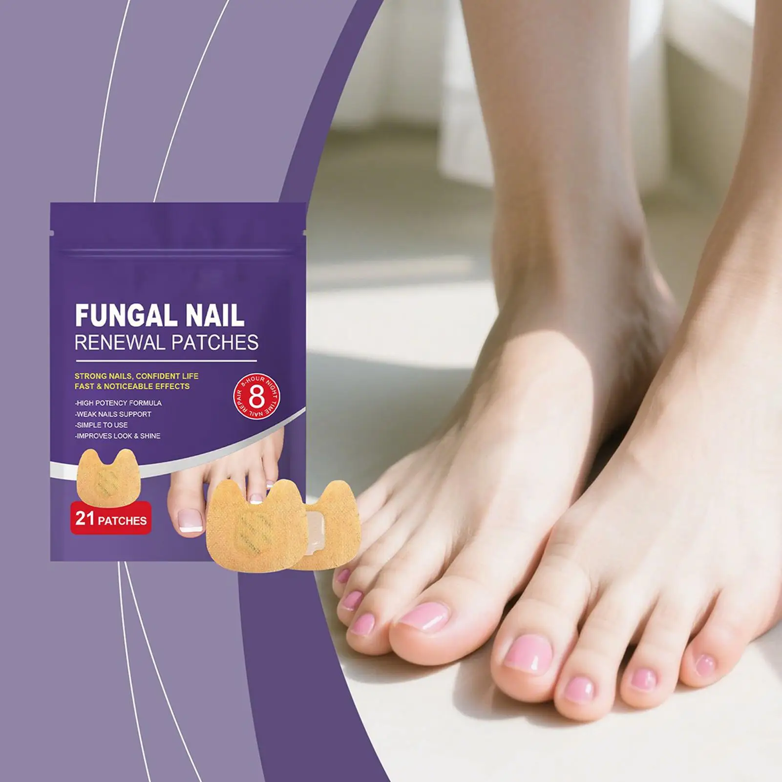 بقع الأظافر ملصقات مغذية لأظافر القدم رقع مغذية للعناية بالأظافر لإصلاح أظافر القدم التالفة والهشة للمنزل يوميًا