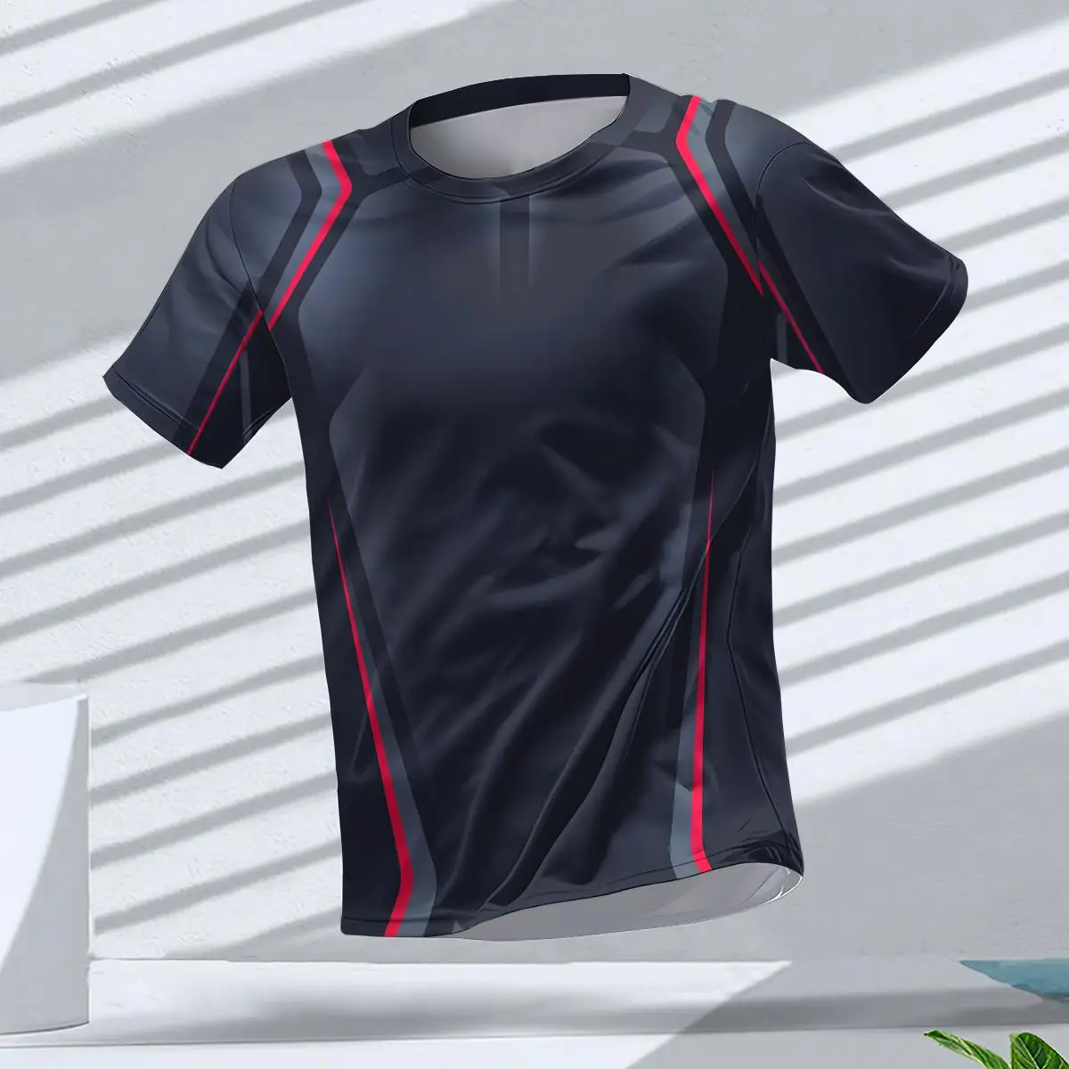 

Men's Quick Dry Stripe Short Sleeve T Shirt Fitness Running Badminton Sportswear Summer Trendy Outdoor Breathable Men's Clothing