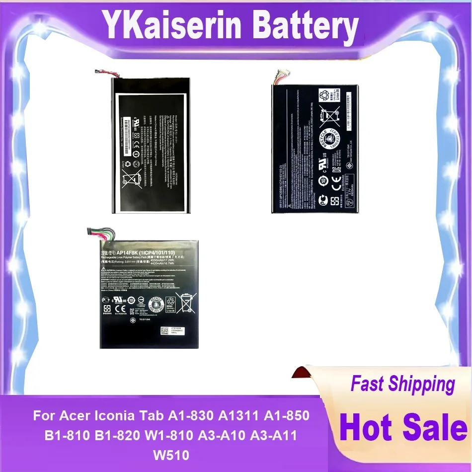 Tablet Battery A1311 AP14F8K AP12D8K For Acer Iconia Tab A1-830 A1-850 B1-810 B1-820 W1-810 A3-A10 A3-A11 W510 Batteries