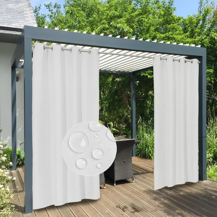 

100 Waterproof Outdoor Curtains Windproof Weatherproof Porch Curtains, Premium Thick Outdoor Privacy Grommet Top Panels for Pati