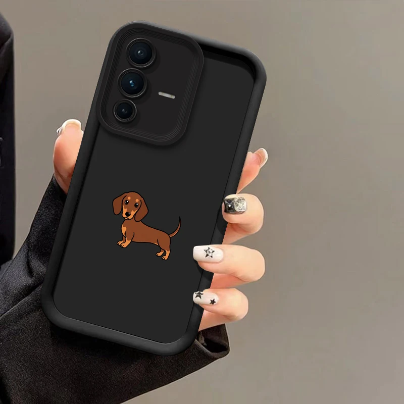 Animal Dachshund Dog Phone Case For Vivo V70 FE V60 V50 Lite V30 SE V29E V40 Pro Anti Scratch Soft Silicone Full Protection Etui
