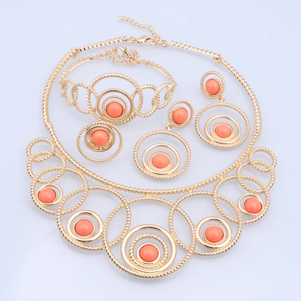 CYNTHIA Jewelry Sets For Women Necklace Earrings Bracelet Gold Color Dubai Jewelry Daily Wear Bride Wedding Party Accessories