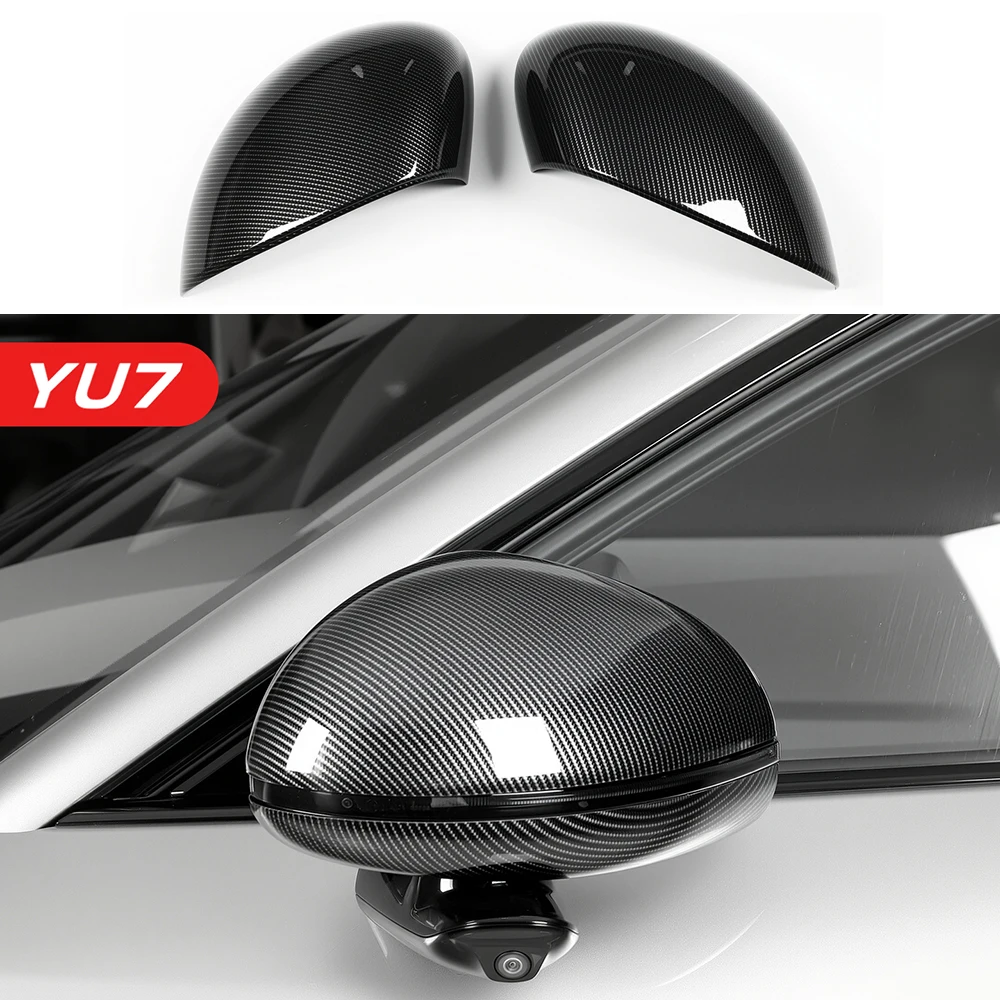 

Цветной корпус зеркала заднего вида из углеродного волокна, подходит для Xiaomi YU7, защитный чехол для зеркала заднего вида, простая установка, внешние аксессуары