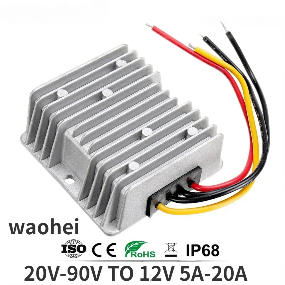 72V 60V 48V 24V 36V to 12V 20A 5A 10A  Voltage Regulator Buck Car Truck Boat Power Supply Step-down DC DC Converter 60V-12V