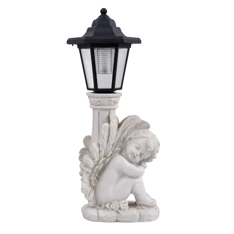 Custom Solar Garden Lights Outdoor Decoration Polyresin Lights Angel Art Knickknacks Garden Terrace Balcony Landscape