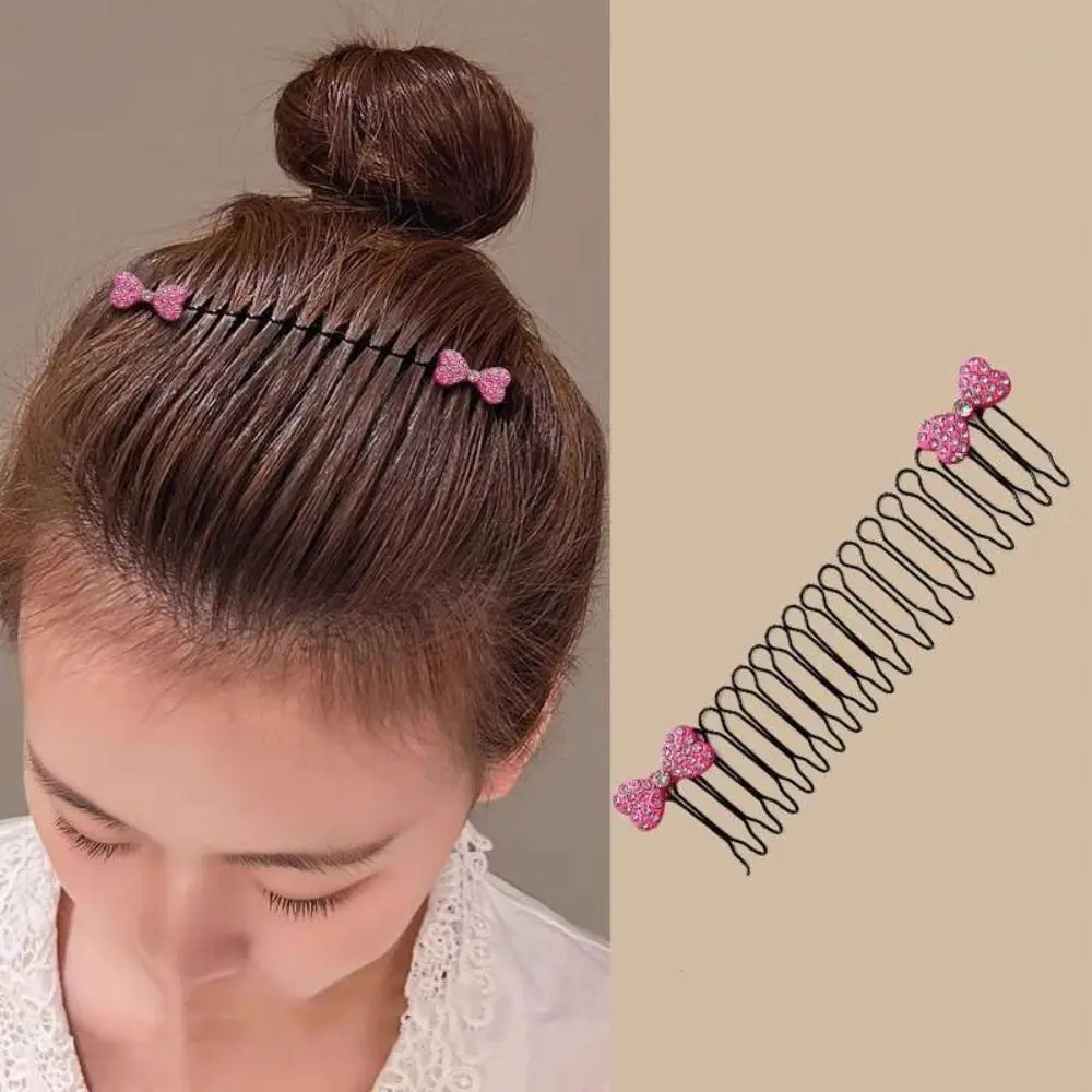 Bonito strass u forma estilo de cabelo pente borboleta arco pentes fixos headwear estrela invisível extra suporte de cabelo senhora