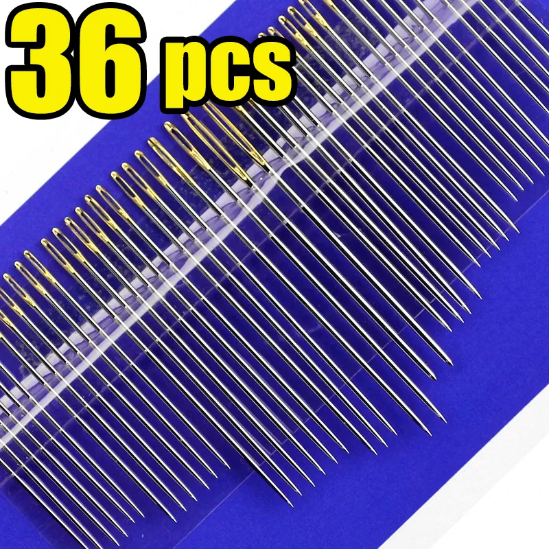 12/24/36Pcs Blind Needle Elderly Needle-side Hole Hand Household Sewing Stainless Steel Sewing Needless Threading Diy Jewelry