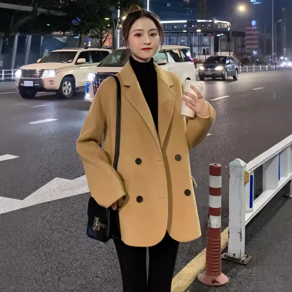 [Special Benefits] Double-sided wool coat women's short loose and fashionable one hair generation women's woolen coat