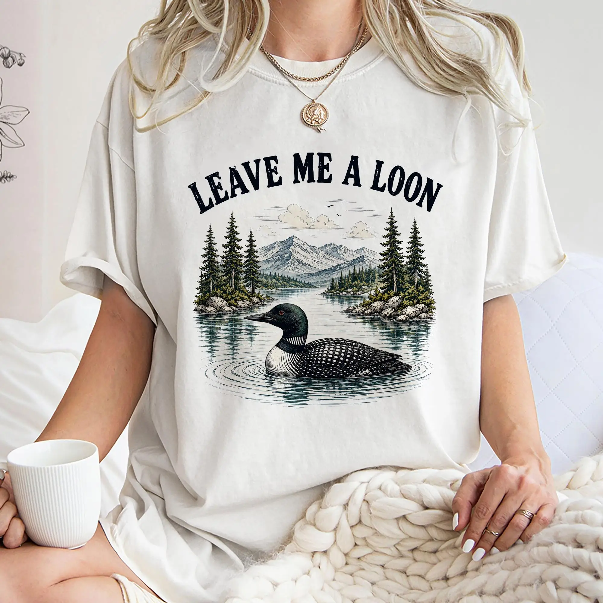 Leave Me A Loon Vintage Lake Bird Shirt, Mountain Nature Sweatshirt, Cabin Life Hoodie Tee